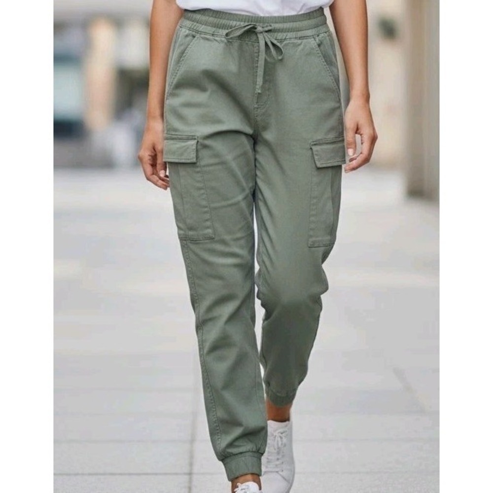 Streetwear Society Women's Olive Green Cargo Pants M Gathered At The Ankles